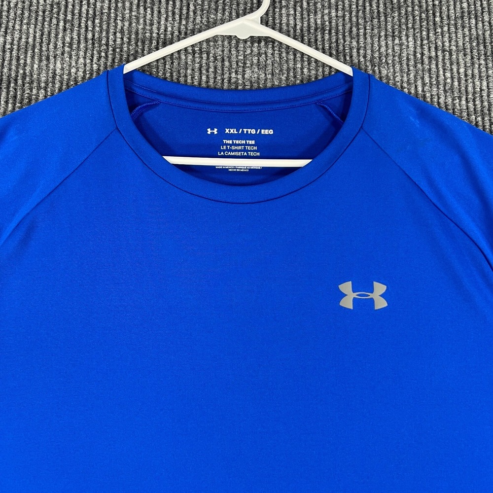 Under Armour Shirt Mens 2XL XXL Blue Tech Tee Short Sleeve Active Light Casual